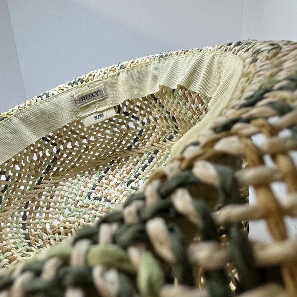 Roxy Multicolor Straw Sun Hat S/M Boho Beach Festival Wide Brim - Picture 14 of 15